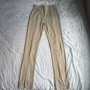 SHEIN Cream High-Waisted Trousers Slit Ankle Detail Flattering